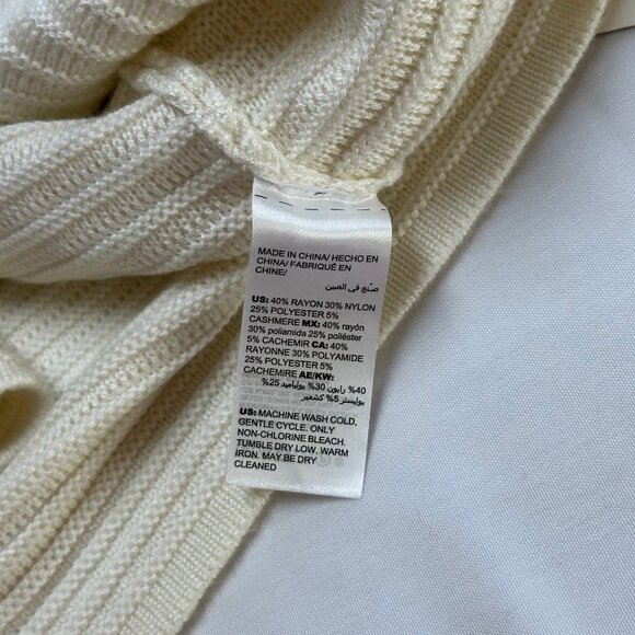 NEW Chicos Texture Pullover Sweater Size 2 (Large) Cashmere Blend Cream Knit - Picture 6 of 9